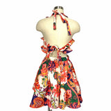 Rosevelvet Fiesta Nights Ivory And Coral Multi Print Cut Out Dress- Size S (Sold Out Online!)