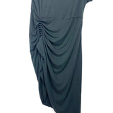 Amaryllis Black Ribbed Ruched Side Dress- Size L