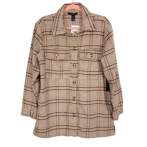 Forever 21 Tan/Brown Plaid Shacket NWT- Size S (sold out online)