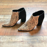 Qupid Black/Animal Print Ankle Booties- Size 6.5 (LIKE NEW)
