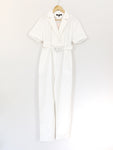 Kittenish White Short Sleeve Belted Jumpsuit NWT- Size S