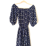 Gibson Navy Daisy Off the Shoulder Belted Dress NWT- Size XXS