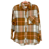 Lou & Grey Camel/Peach Plaid Button Up Flannel NWT- Size S (sold out online)