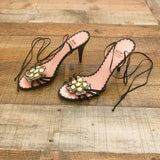 Moschino Black Sequin Flower Lace Up Heel- Size ~9 (See Notes)