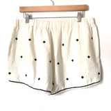 Madewell White Embroidered Linen Elastic Waist Shorts- Size L