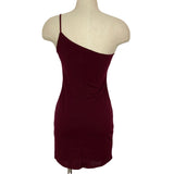 Blue Blush Wine One Shoulder Faux Wrap with Assymetrical Hem Mini Dress- Size M