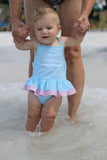 Smocked Auctions Ruffle Bathing Suit Monogrammed mMf- Size 12mo