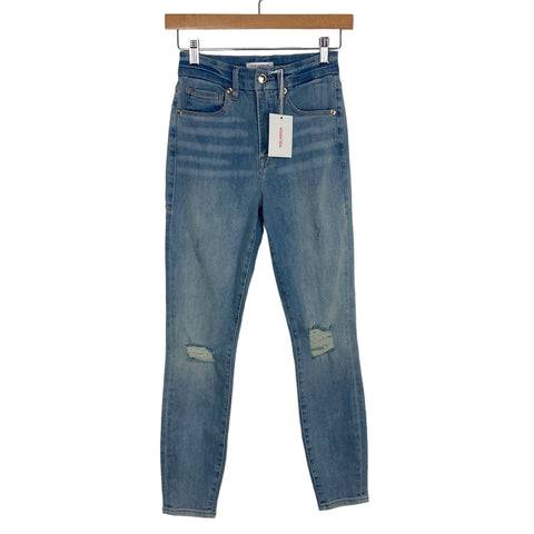 Good American Good Waist Crop Distressed Skinny Jeans NWT- Size 2/26 (Inseam 25.5")