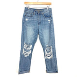 JustUSA Light Wash Distressed Jeans- Size 4 (Inseam 24.5" when cuffed as pictured)