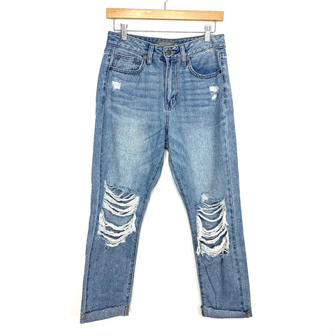 JustUSA Light Wash Distressed Jeans- Size 4 (Inseam 24.5" when cuffed as pictured)