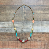 No Brand Chunky Beads with Turquoise and Red Rocks Bracelet and Long Necklace Set (sold as a set)