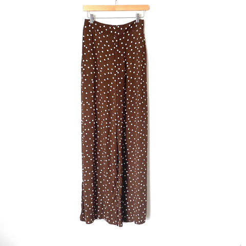 Zara Basic Brown Polka Dot High Waisted Flowy Pants- Size L (Inseam 32”)
