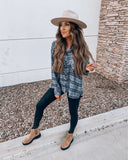 BDG Grey/Navy Plaid Oversized Button Up High/Low Top- Size S