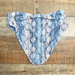 Isabella Rose Blue Snakeskin Pattern with Elastic Cinched Sides Bikini Bottoms- Size M (we have matching top)