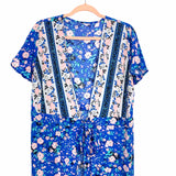 No Brand Blue Floral Tie Front Kimono- Size M