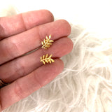 No Brand Gold Plated Leaf Stud Earrings