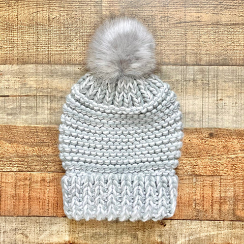 Free People Grey Pom Beanie