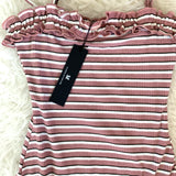 Le Lis Mauve & Black Ruffle Neckline Thong Bodysuit NWT- Size S