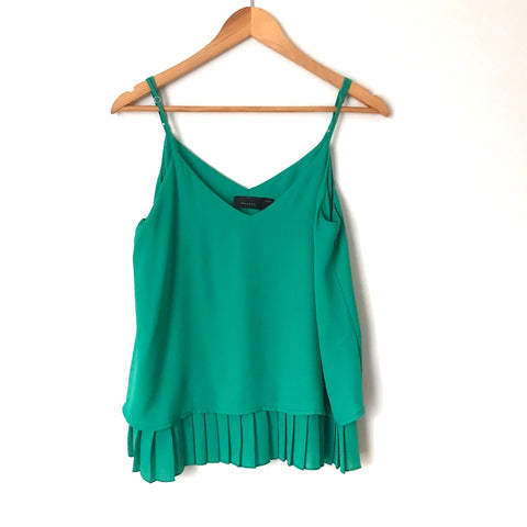 Halogen Green Cami Tank with Pleated Hem- Size S