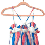 Buddy Love White/Pink/Purple/Blue Striped Criss-Cross Back Dress- Size XS