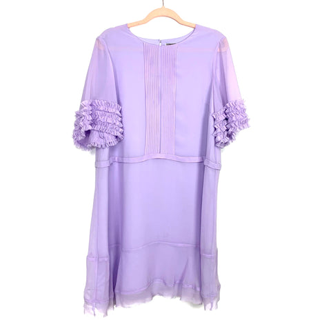 Chelsea 28 Lilac Front Pleat Ruffle Sleeve Dress- Size L