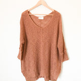 Hyped Unicorn Burnt Orange Open Knit Sweater- Size S/M