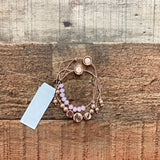 Guess Gold and Pink Bead Set of 2 Adjustable Bracelets NWT