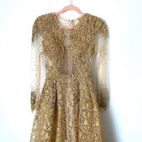 Mac Duggal Gold Lace and Beaded Gown NWT- Size 4