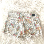 Paige Cream Floral Denim Shorts- Size 25