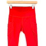Lululemon Red Crop Legging with Mesh Side Pockets- Size 4 (Inseam 23.5")