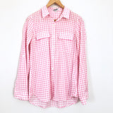 Express Pink Gingham Button Up Blouse- Size S