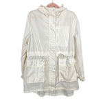 J. Crew Ivory Drawstring Waist Hooded Rain Jacket- Size S (see notes)