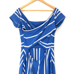 LOFT Blue Striped Dress with Exposed Back- Size L