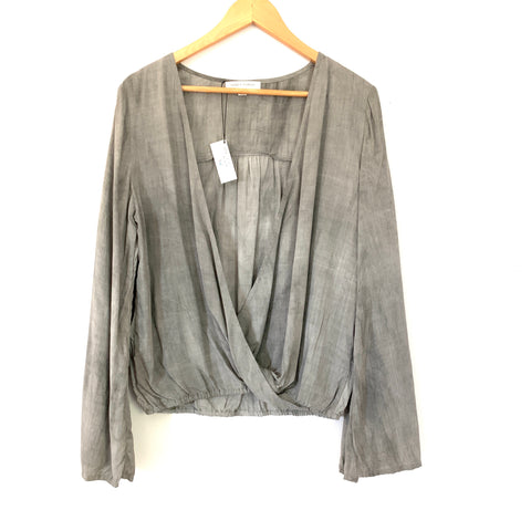 Honey Punch Grey Wash Open Front Blouse NWT- Size S
