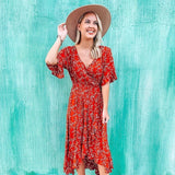 Kori Rust Floral Hi Low Midi Dress- Size S