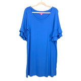 Lilly Pulitzer Blue Tiered Ruffle Sleeve Shirt Dress- Size XL (See Notes)