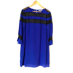 Rebecca Taylor 100% Silk Blue Dress with Black Lace- Size 12