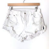 LITZ White Distressed Cut Off Shorts- Size S
