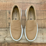 J/Slides NYC Sand Delia Perforated Leather Slip-On Sneaker- Size 7
