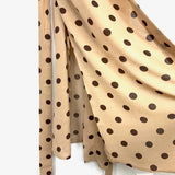 Amaryllis Tan/Brown Polka Dot Puff Sleeve Side Slit Belted Duster- Size L