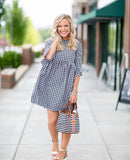 No Brand Black and White Gingham Dress with Tie Back- Size S