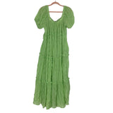 &Merci Lime Green Puff Sleeve Maxi Dress- Size L