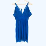 TJD Blue Off the Shoulder Lace Trim Dress- Size XS