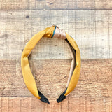No Brand Mocha/Mustard Color Block with Teal Stripe Top Knot Headband