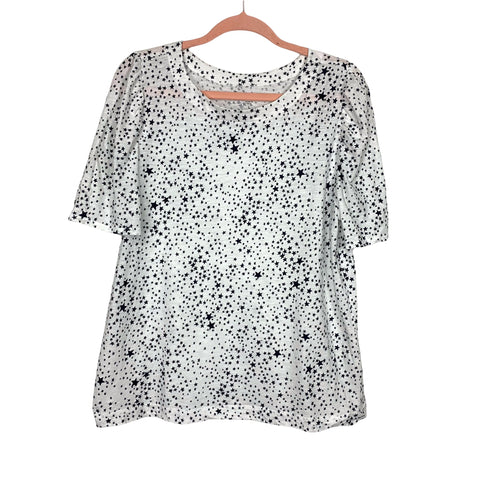 Loft White/Black Stars Top- Size L