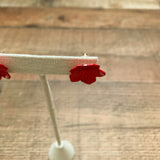 No Brand Red Flower Stud Earrings (See Notes)
