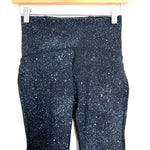Lululemon Black with Baby Blue Paint Specks Legging with Side Mesh Detail- Size 4 (Inseam 24”)