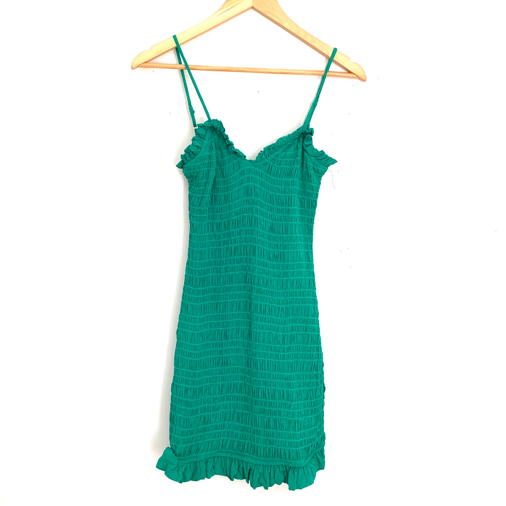 Lovers + Friends Green Smocked Mini Dress- Size S The Saved Collection Lovers + Friends Green Smocked Mini Dress- Size S The Saved Collection
