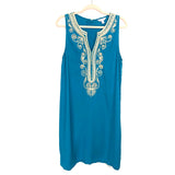 Lilly Pulitzer Teal with Gold Trim Zipper Up Back Dress- Size 12
