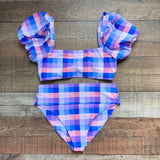 Buddy Love Pastel Checkered Bikini Top- Size M (we have matching bottom and skirt)